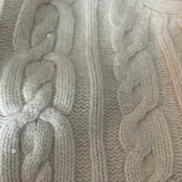 Cream button-up sweater with sequined detailing. XL. - Picture 7 of 8
